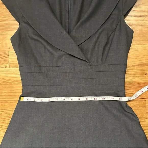 Calvin Klein Charcoal Wrap Cap Sleeve Banded Waist Dress - Picture 11 of 12